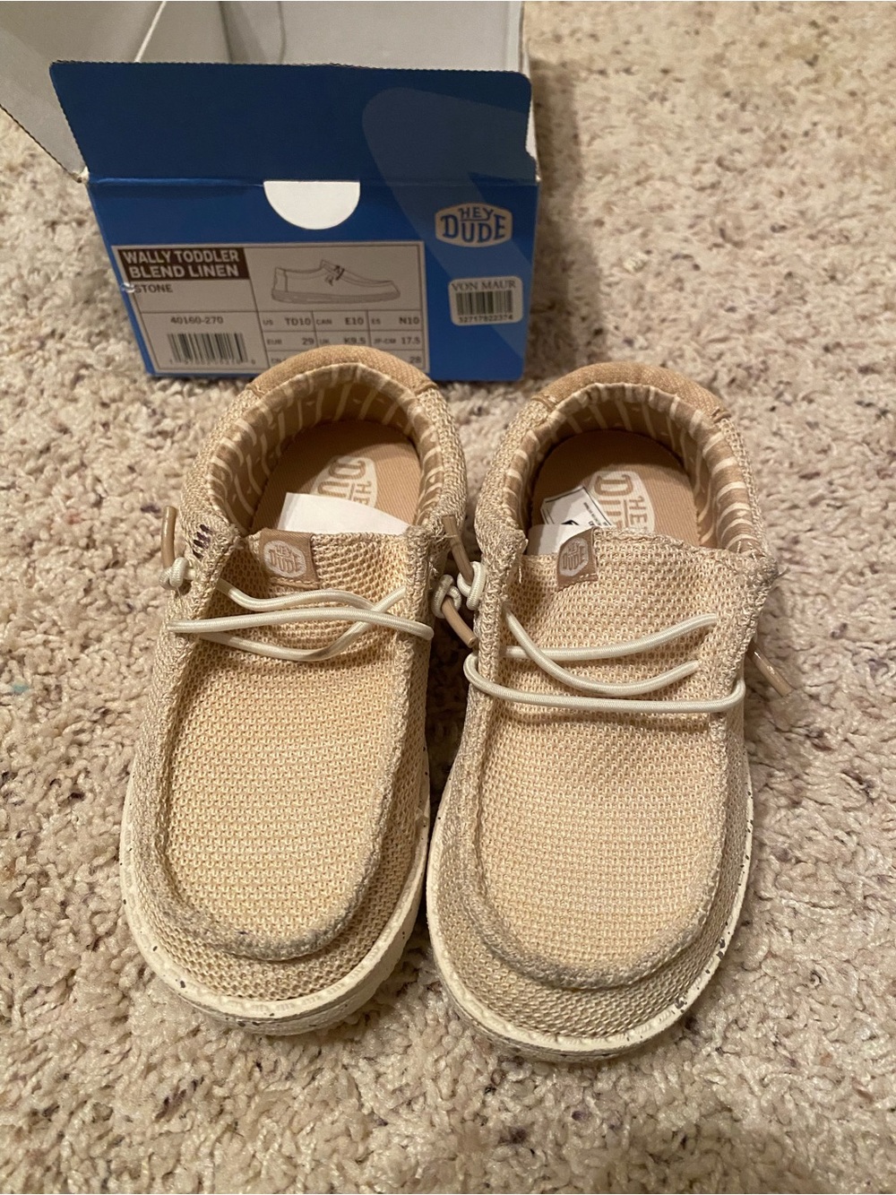 Hey Dude Kids Wally Toddler size 10 in Linen